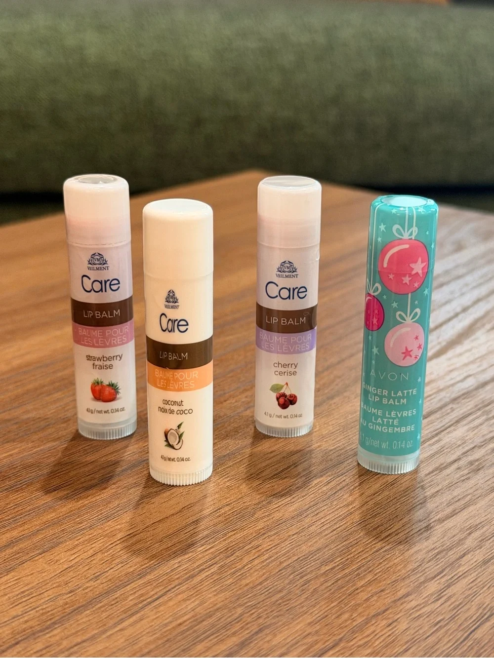 NEW Avon Veilment Care Lip Balm Cherry Coconut Strawberry & Ginger Latte SET
